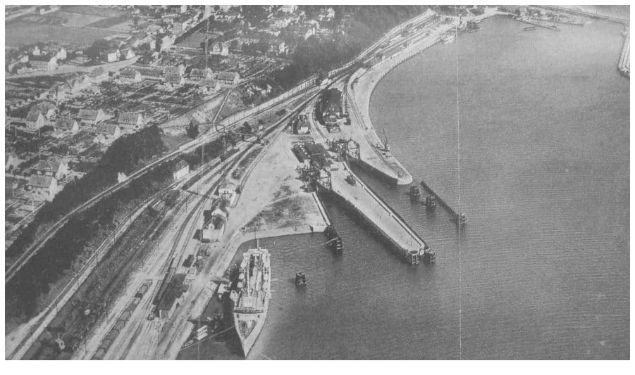 Fährhafen Saßnitz (Aufnahme aus dem Jahr 1934) – Quelle: Fischerei- und Hafenmuseum Saßnitz